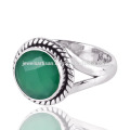 925 Sterling Silver &amp; Green Onyx Bezel Set Gemstone Handmade Ring Jewelry